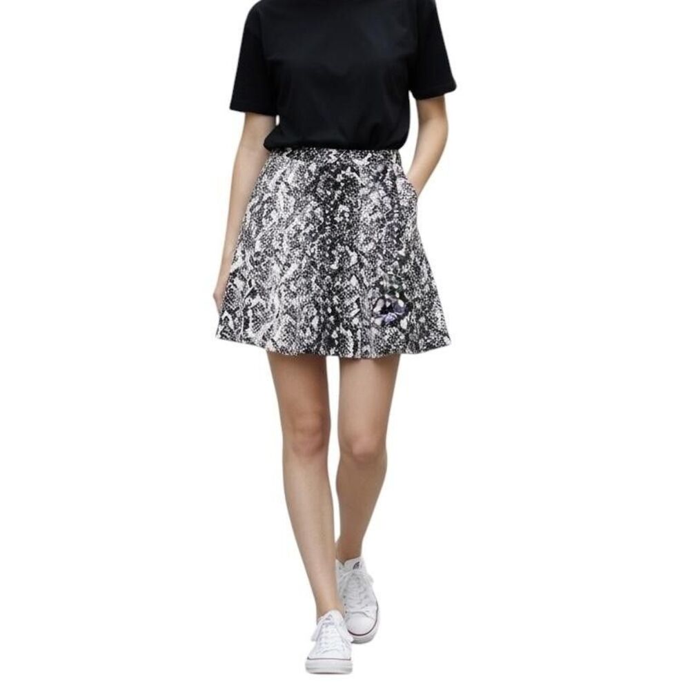 Abercrombie & Fitch Skirt Womens Small Black Snake Print Skater Pleated Mini